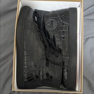 Christian Louboutin Black Crocodile-Embossed Sneakers